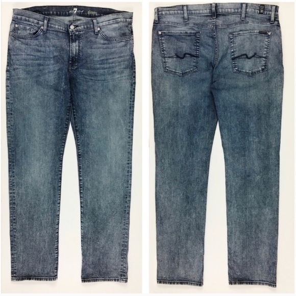 7 For All Mankind Slimmy Jeans Medium Wash Size 36x32 - Picture 1 of 7